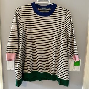3/4 Sleeve Stripped Sweater